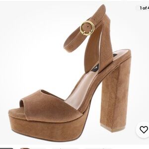 AQUA - MARDI SUEDE HIGH HEEL platform SANDALS sling back in tan size 7